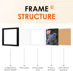 FIXSMITH 8x8 Picture Frames Set of 4, Photo Frame with HD Plexiglass, Display Pictures 6x6 with Mat or 8x8 Without Mat Multi Picture Frames Collage for Tabletop or Wall Display, Black
