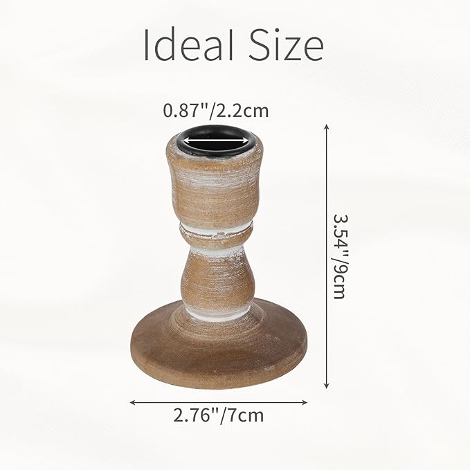 Wooden Taper Candle Holders: Wood Candlestick Holders Rustic Farmhouse Fall Decor for Living Room Dinning Table Centerpiece Christmas Set of 10