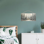 Winter Pine Tree Deer Wooden Sign, 12x6 inches, Rustic Wall Decor for Home, Office or Gifting