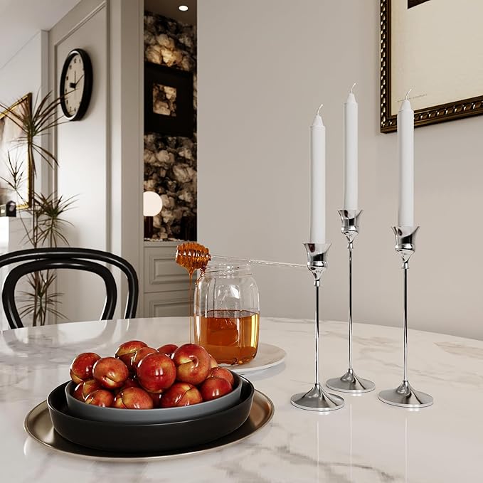 Candlestick Holders Silver, 6 Packs Taper Candle Holder for Candlesticks, Candle Sticks Holder Decor for Home Decor