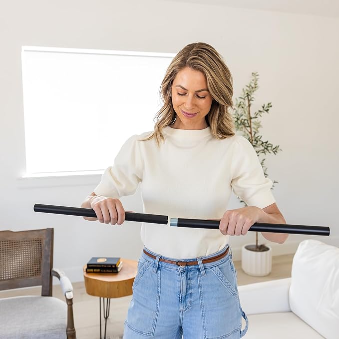 Blackout Curtain Rod Wrap Around Design - Adjustable 66-120 Inches - Wall/Ceiling Mount - Heavy Duty Metal - Room Darkening French Return Drapery Hardware - Modern Minimalist Bracket - Matte Black