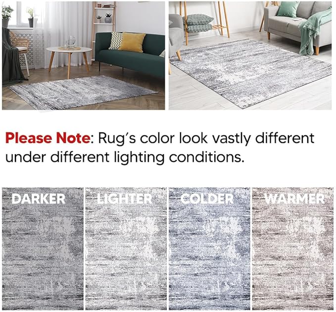 Keen Home Design Area Rugs - 2x14 Non-Shedding, Abstract Rugs for Kitchen, Living Room, Bedroom, Dining Room, Entryway - Size: 2'8" x 14', Abstract Cream/Grey
