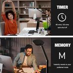 Led Desk Lamps for Home Office, Eye-Care Architect Light with Clamp, Dimmable Zoom Lighting with 3 Color Modes & 10 Brightness, Smart Computer Ring Light for Video Calls, Conference, Reading