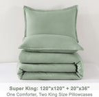 Litanika Oversized King Comforter Set 120x120, 3 Pieces Sage Green Super King Lightweight Solid Bedding Set, All Season Fluffy Bed Set Quilt Blanket