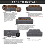 Easy-Going 8 Pieces Recliner Sofa Stretch Sofa Slipcover Sofa Cover Furniture Protector Couch Soft with Elastic Bottom Kids, Spandex Jacquard Fabric Small Checks Gray