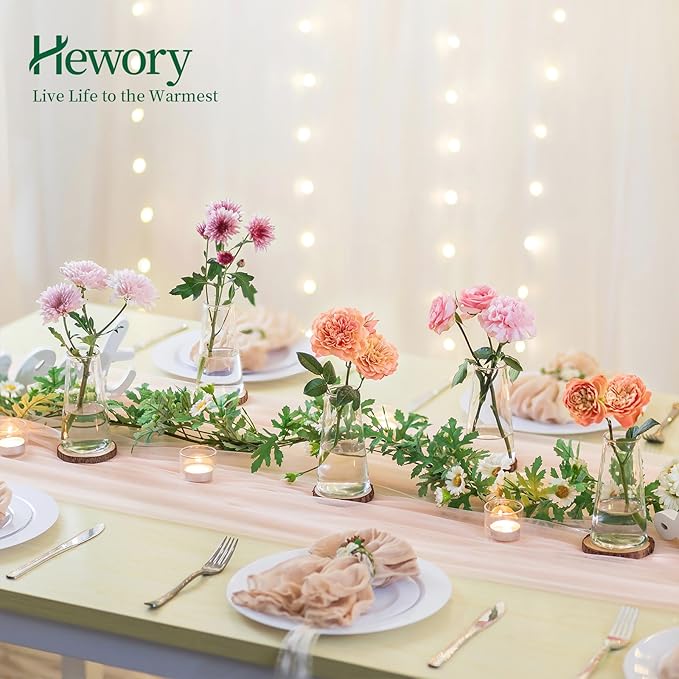 Hewory Glass Bud Vases for Centerpieces: Small Clear Modern Flower Vase Set of 24, Minimalist Cute Mini Decorative Bulk Vases for Wedding Birthday Bridal Shower Party Events Dining Room Table Decor