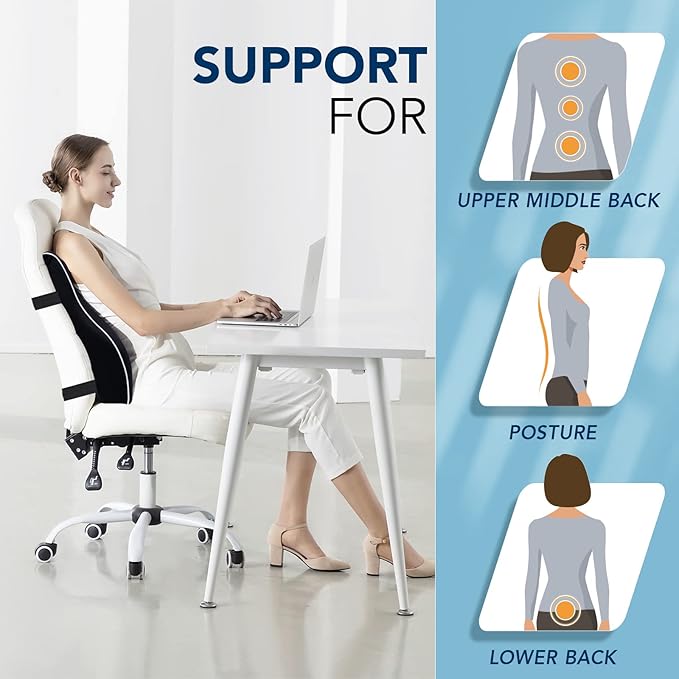 Lumbar Pillow for Car Lumbar Support for Office Chair, Memory Foam Back Cushion with 3D Mesh Cover, Car Seat Back Pillows for Back Pain Relief, Back Support Pillow for Car Truck Computer Desk