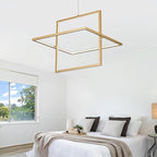 Modern LED Chandelier Led Pendant Light Square Contemporary Chandelier Hanging Light Dimmable for Living Room, Dining Room, Bedroom, Kitchen, Stydy Room 65W 3000K/4000K/6000K (Glod)