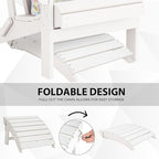 Sundale Outdoor Folding Plastic Adirondack Ottoman, All-Weather Adirondack Chair Footrest, Fade and Rust Resistant, Perfect for Outside Patio Garden Pool Yard White