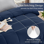 JOLLYVOGUE Queen Comforter Set, Ultra-Soft Bed in a Bag Queen Size 7 Pieces, Oeko-TEX Certified Bedding Set with Down Alternative Comforter, Sheets, Pillowcases & Shams, Navy Blue & Light Grey