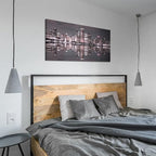 Conipit Chicago Wall Art Chicago Skyline Artwork City Night Downtown Picture Cityscape Painting Framed for Bedroom Home Office Decor 24"x48"