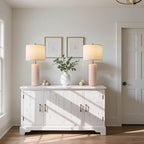 PoKat 27.5" Pink Ceramic Table Lamps for Girls Room Set of 2, Modern Bedroom Lamps, Bedside Lamps for Night Stands Living Room, Cute Lamps Pink Decor, Nightstands Desk Nursery