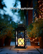 Homemory Solar Lanterns Outdoor Waterproof Hanging with Flickering Flameless Candles, 2 Pack 13'' Garden Outdoor Lantern Decorative for Patio Front Porch Backyard Balcony Cabin Outside Table(Black)