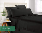 Split King Sheets by Pure Bamboo, Genuine 100% Organic Viscose Derived from Bamboo Bed Sheet Set, Soft & Cooling, Double Stitching *Not for Split Top (Split King, Black)