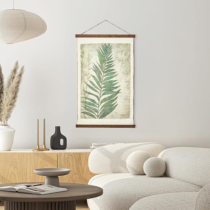 American Art Decor Leaf Wall Scroll Tapestry with Rope