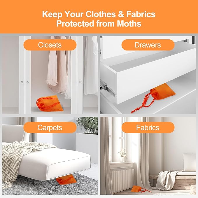 15 Pack Moth Repellent for Closets Made with Plant-Based Ingredients, Effective Moth Repellent for House to Get Rid of Moths from Closets, Drawers, Wardrobes, Storage Boxes, Insect Traps for Indoor