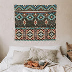 HZOHNAGO Aztec Tapestry Turquoise Blue and Brown and Native American Tribal Pattern Printed Wall Tapestry Wall Hanging for Bedroom Living Room Dorm 60" W x 50" H