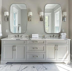 ANDY STAR Brushed Nickel Bathroom Mirror, 20x30’’ Oval Mirror for Bathroom, Brushed Nickel Oblong Mirror with Metal Frame Wall Mounted for Living Room, Bedroom