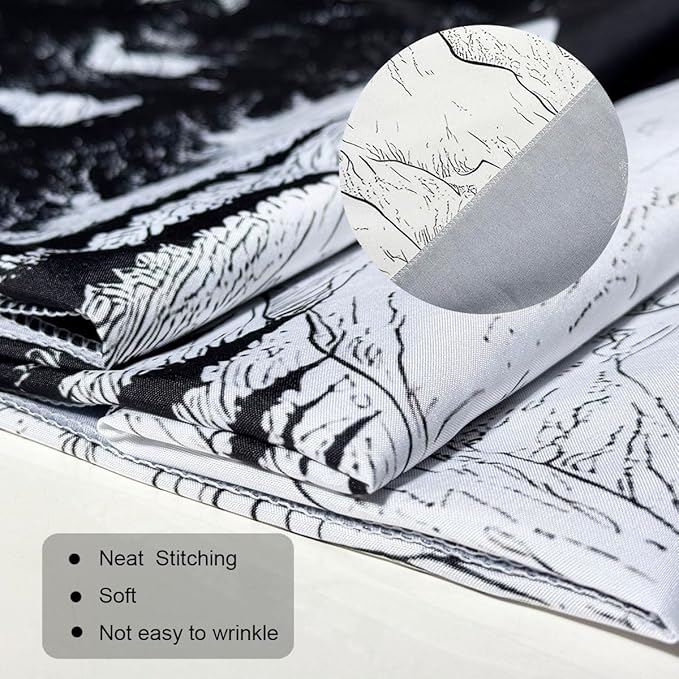 keowhsf Starry Night Mountain Lake Tapestry Black and White Tapestries Aesthetic Moon and Stars Wall Hanging Dark Nature Forest Tapestry for Bedroom Living Room Dorm Decor