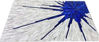 Faux Cowhide Area Rug | Radiating Starburst Pattern Non-Slip Leather Carpet for Western, Farmhouse & Modern Home Décor – Living Room, Bedroom & Office Accent(Blue&Grey_4x6)