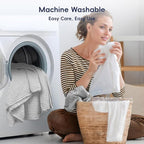 PHF Ultra Soft Waffle Weave Blanket Queen Size 90"x 90"- Washed Lightweight Breathable Cozy Woven Blanket for Bed - Aesthetic Decor for Couch Bedding Sofa Home Car - Light Grey