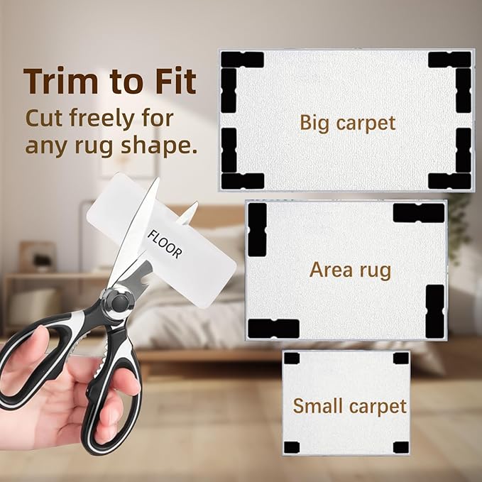 Rug Carpet Non Slip Grippers 8PCS, Reusable Non-Slip Rug Pads，Double Sided Mat Corner Gripper Tape,Strong Adhesive Rug Stickers,Grippers for Area Carpet,No Damage Removable for Hardwood Floors