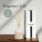 LAFCO New York Classic Reed Diffuser, Feu de Bois - 6 oz - Up to 3 Months Fragrance Life - Reusable Glass Vessel - Natural Wood Reeds - Made in The USA
