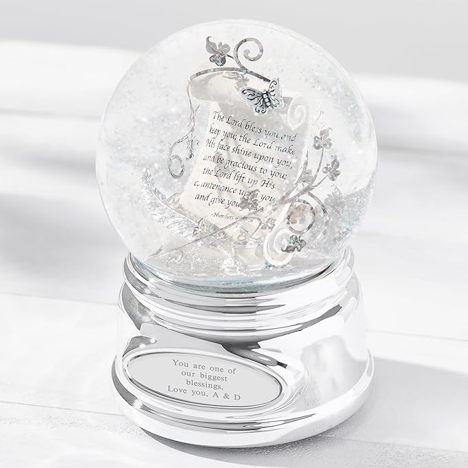 THINGS REMEMBERED Engraved Inspirational Prayer Scroll Musical Snow Globe, Plays “Amazing Grace” Music, Beautiful and Unique Gift (Free Customization)