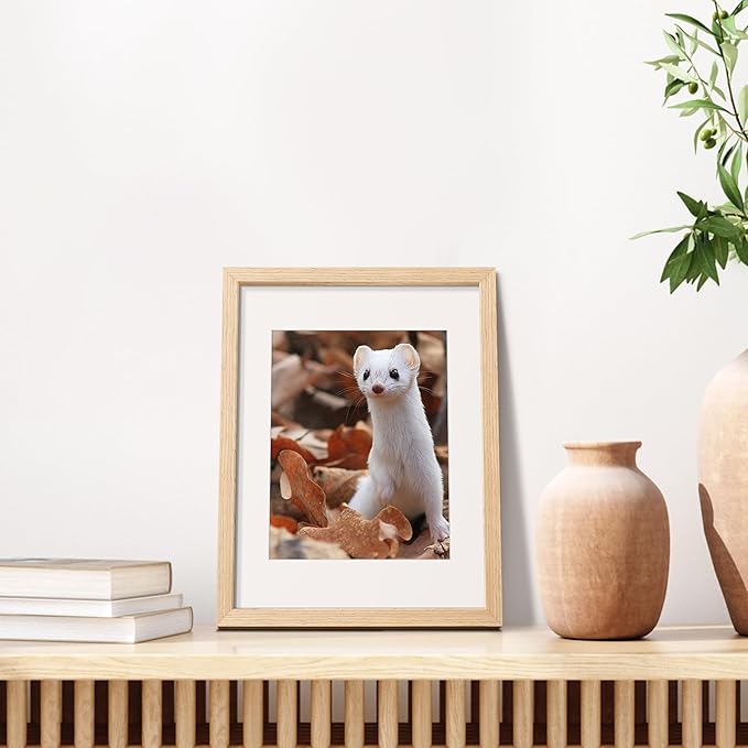 upsimples 11x14 Picture Frame, Natural Solid Wooden Picture Frames, Display 8x10 with Mat or 11 x 14 Without, Vertical or Horizontal Wall Hanging, 1 Pack, Natural