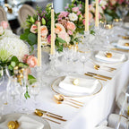 Glass Candlestick Holder,Striped Taper Candle Holders,Set of 6 Candle Stand for Table Centerpieces, Home Decor,Weddings,Festival and Parties (Clear Stripe Pattern)