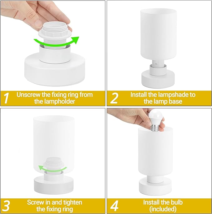 Touch Bedside Lamp, Mini Stepless Dimmable Table Lamps for Bedroom for Night Stands, Small Desk Lamp with Brightness Memory, USB Charging Ports, Warm LED Bulb, White, Cylindrical Shape, 1 Set