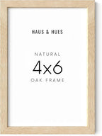 HAUS AND HUES Solid Oak 4x6 Picture Frame for Wall or Tabletop - Natural Wood Frame 4x6, Beige Photo Frame 4x6 for Walls, 4x6 Wood Picture Frame, 4 by 6 Picture Frame, 4x6 Frames for Pictures