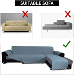 Easy-Going L Shape Sofa Slipcover - Sectional Couch Cover, Chaise Lounge Cover, Reversible, Pets & Kids Friendly (Small, Light Blue/Light Blue)