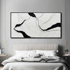 Large Framed Abstract Wall Art 29"x58" Black and White Contemporary Line Canvas Neutral Wall Decor for Modern Living Room Office Bedroom