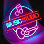 Music Neon Sign for Wall Decor Music Studio Letter Neon Light Dimmable Guitar Neon Light Sign Pink Notes LED Sign for Recording Studio Concert Club Bar Bedroom
