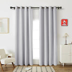 Fcosie Fire Retardant Room Darkening Curtains, W72 by L102 in/Greyish White Flame Resistant Blackout Curtain for Kids Room Door Window/Antique Bronze Grommet Top Privacy Drapes Backdrops, 2 PCS