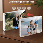 JOHOUSE 2 Pack 5 x 7 Acrylic Picture Frames, Double Sided Magnetic Photo Frames Self Standing Frameless Transparent for Desktop Display Gifts for Women