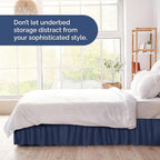 Wrap Around Dust Ruffle Bed Skirt - Navy Blue - for Queen Size Beds with 15 Inch Drop - Elastic Strap - Adjustable Pleated Bedskirt with Brushed Fabric and Wrinkle Free - for Women, Men, Kids & Teens