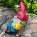 Solar Gnomes Decor Outside Mini Gnome Figurines Outdoor Solar Porch Patio Garden Miniatures Gnomes Decor Gift for Women Grandma Mother's Day Birthday