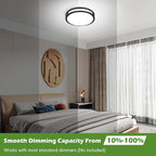 4-Pack 36W LED Flush Mount Ceiling Lights, 3200LM Black Ceiling Light Fixtures, 5 Color in One (2700K/3000K/4000K/5000K/6500K), 12'' Modern Round Ceiling Lamp for Kitchen Hallway Stairwell Offices