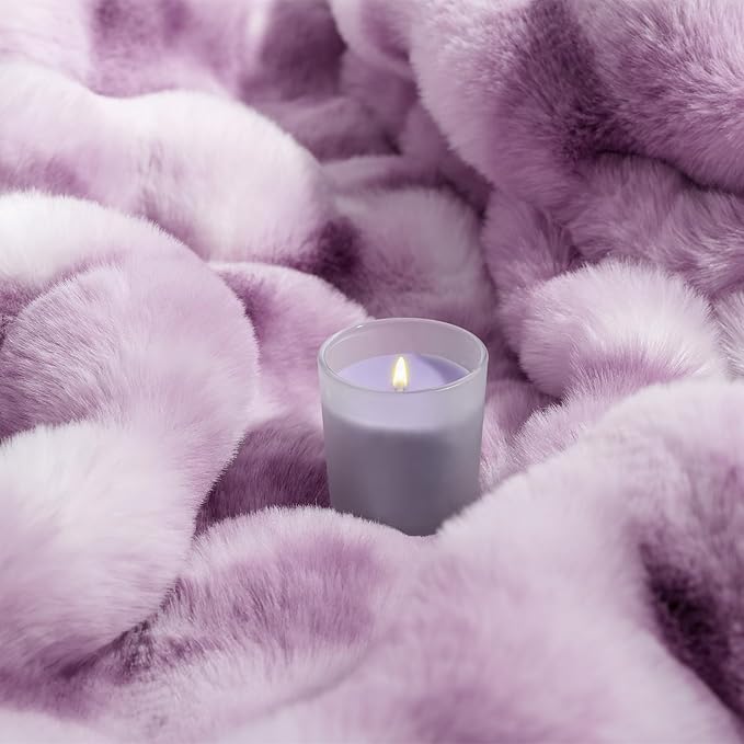 Touchat Luxury 1000GSM Faux Rabbit Fur Throw Blanket for Women, Super Heavy Warm Cozy Blankets for Couch Bed Sofa, Bubble Plush Fuzzy Soft Mink Blanket for Living Room Bedroom, Purple