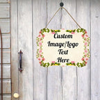 Personalized Wooden Welcome Sign Front Door Decor Home Sign Customized Image/Text Hanging Farmhouse Decorations for Home Office 11.2 * 8 Inch