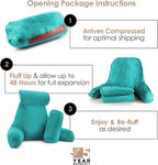 Nestl Reading Pillow Large Bed Pillow, Back Pillow for Sitting in Bed Shredded Memory Foam Chair Pillow, Reading & Bed Rest Pillows Teal Back Pillow for Bed, Bed Chair Arm Pillow with Pockets