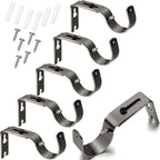 Frienda 6 Pcs Curtain Rod Brackets Adjustable Holder Wall for 1 Inch Diameter Curtain Rod General Bracket Hooks with Screws (Plating Black)