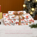 Christmas Comforter Set Full Size,Red Christmas Bed Set with Reindeer, Bows and Santa Claus Bedding for Holiday, 3 Pieces 1 Reversible Comforter and 2 Pillowcases