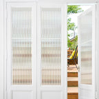 Beautyhero Window Privacy Film, Frosted Reeded Glass Cling, 3D Decorative Coverings with UV Blocking, Adhesive Stickers for Bathroom Doors Cabinet