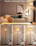 Lightdot 68IN Black Floor Lamp Dimmable Linen Shade LED Floor Lamps with 3000K Soft Warm White for Wedding/Party, Modern Tall Lamp for Living Room/Bedroom (Bulbs Included)