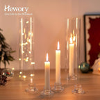 Hewory Glass Taper Candle Holders: 10 PCS Candlestick Holders Clear Short Tapered Candle Holder Set - Candle Stick Holder Decor for Table Centerpiece Wedding Party Advent Christmas Home Decorations