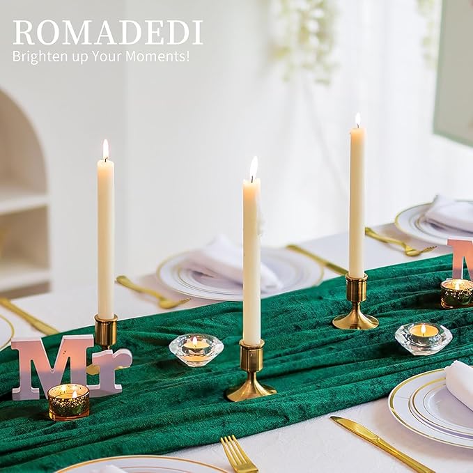 Romadedi Gold Candlestick Candle Holders for Taper, 12 PCS Gold Brass Color Candle Stick Candle Holder for Table Centerpiece, Wedding Reception, Festive Christmas Mantel Decoration or Home Decor
