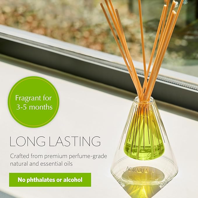 Agraria Lime & Orange Reed Diffuser Set, 12 Reeds Essential Oil Freshener Sticks, Room Diffusers for Home Fragrance, Scented Reed Oil Diffuser Gift
